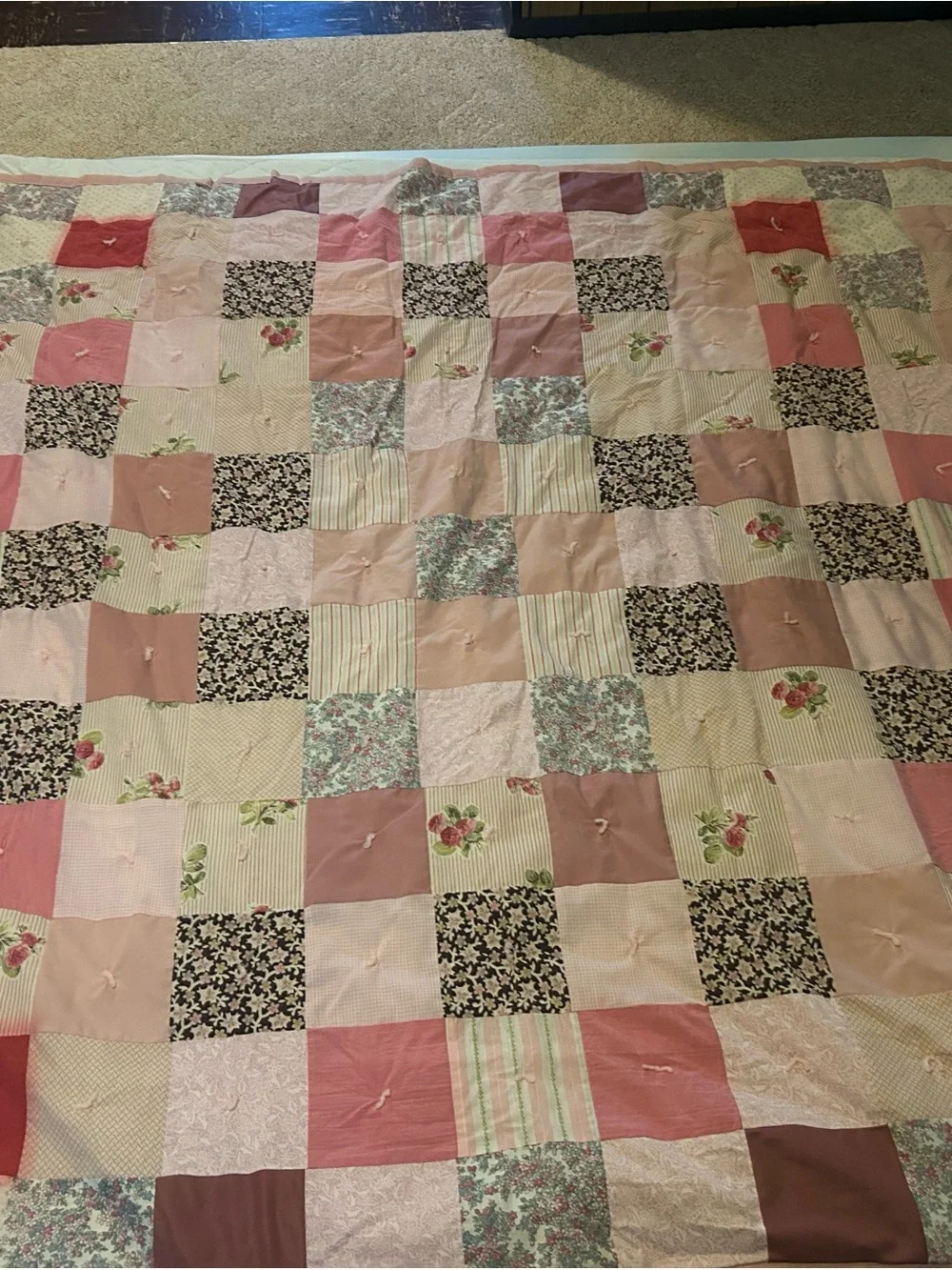 Soft Pink Reversible Patchwork Quilt - Home Bedding